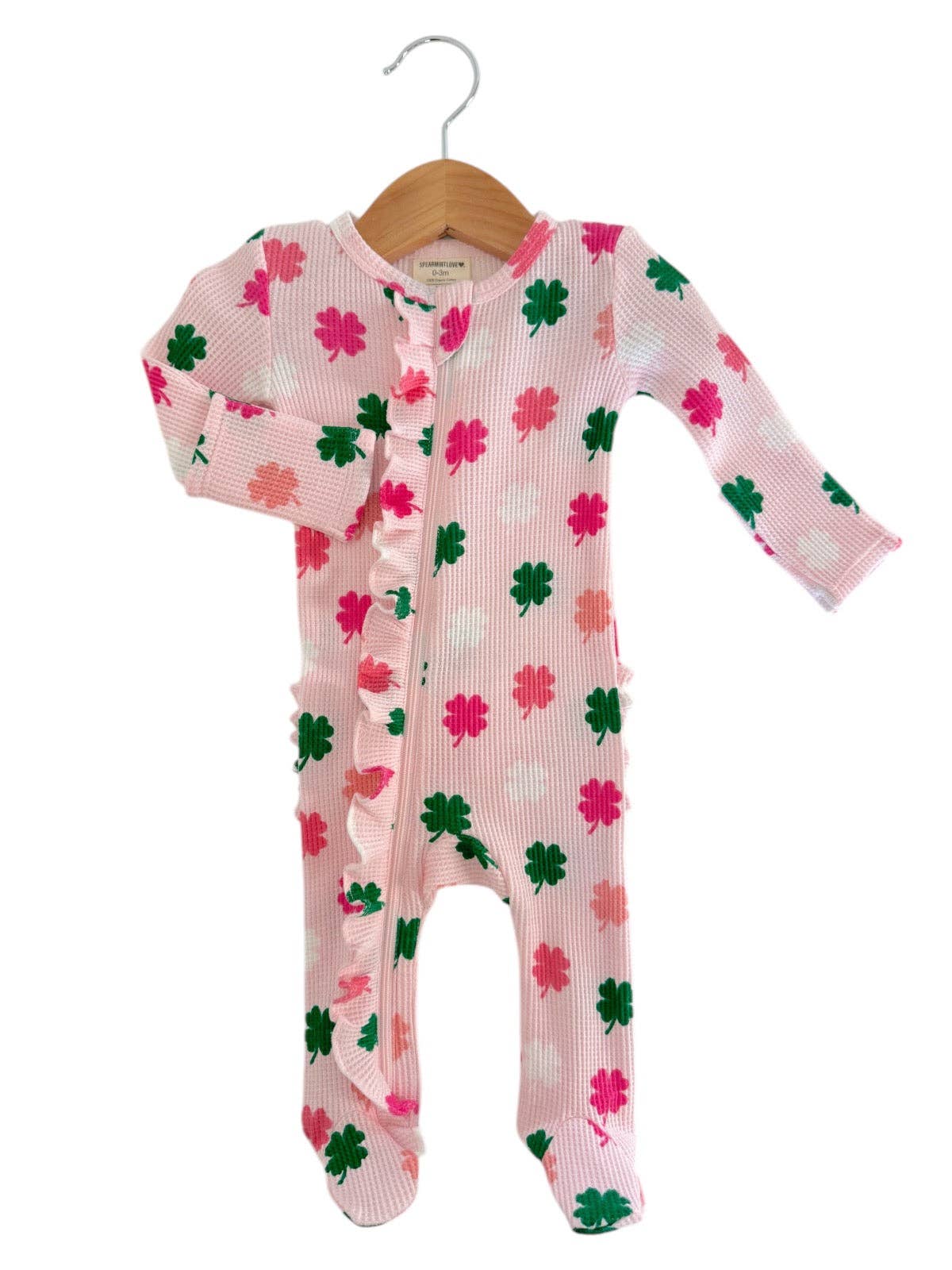 PINK CLOVER WAFFLE FOOTIE