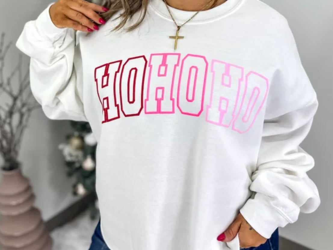 HO HO HO CROPPED GRAPHIC CREWNECK