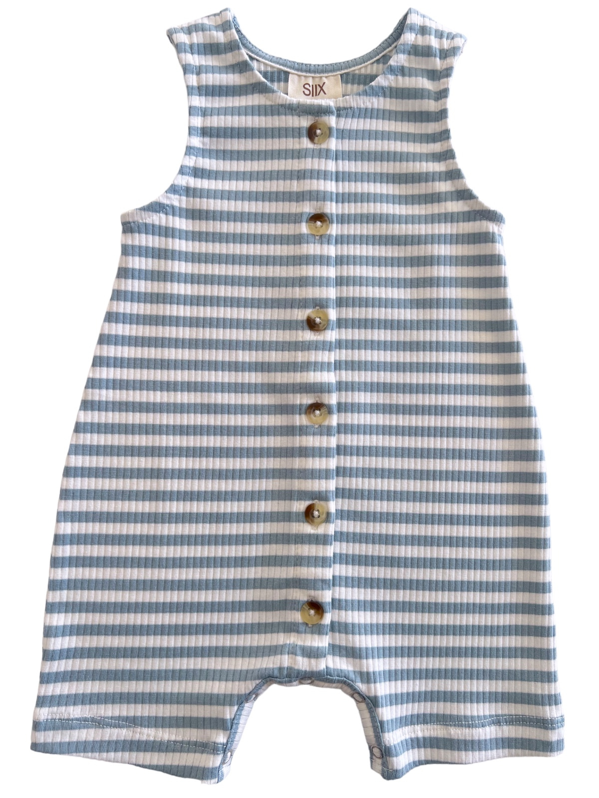 DUSTY BLUE STRIPE - ORGANIC RIBBED BAY SHORTY