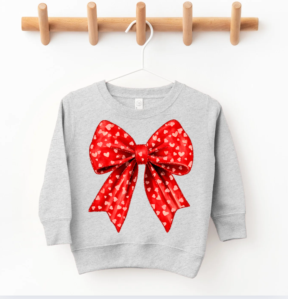 VALENTINES BOW KIDS SWEATSHIRT