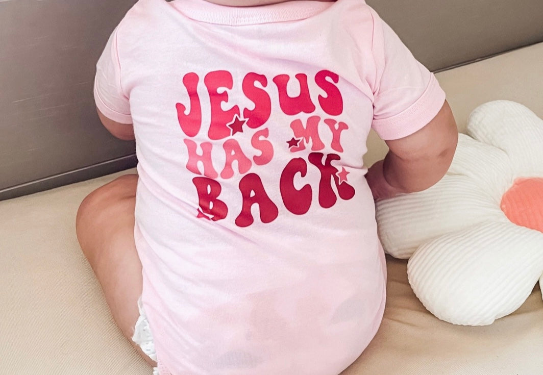JESUS HAS MY BACK TEE - PINK