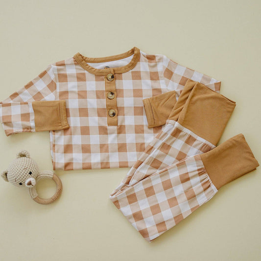 GOLDEN GINGHAM 2PC BAMBOO PAJAMAS