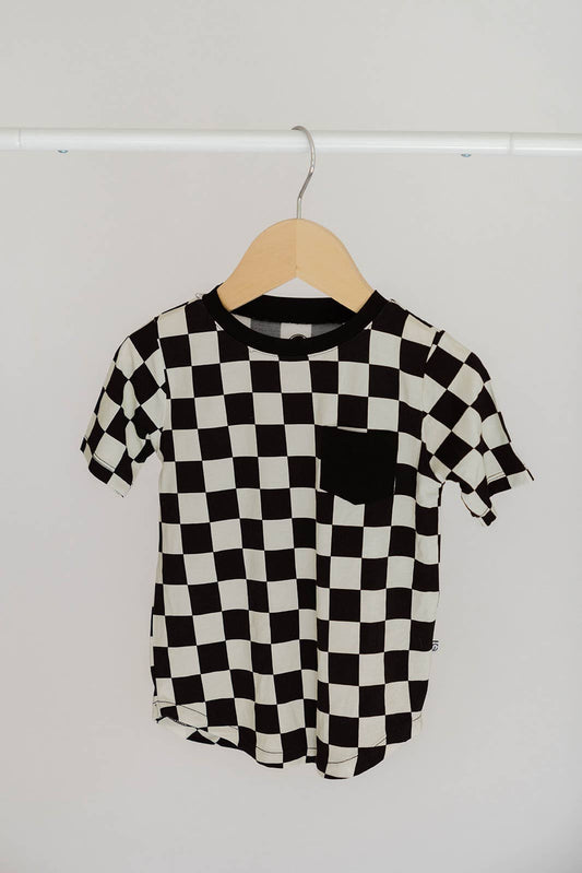 CHECKERED POCKET TEE - JETT BLACK