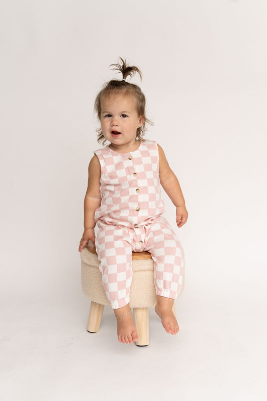 CHECKERBOARD - ORGANIC BAY JUMPSUIT - PINK