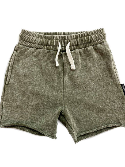 ACID WASH SHORTS - GREEN